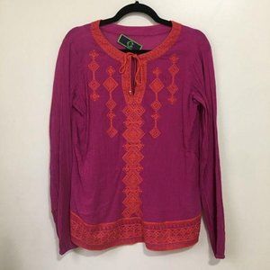 C WONDER embroidered tie neck long sleeve top AG6